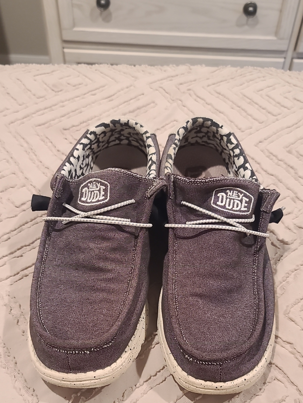 Hey Dude Casual Slip-On Shoes in Charcoal with Patterned Lining